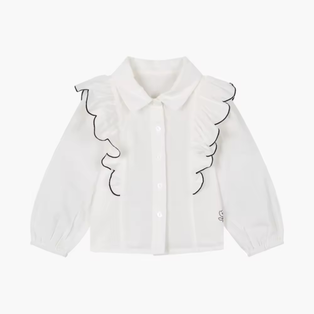 Guangzhou Girls' White Short Sleeve Blouses and Shirts Breathable Turn-Down Collar Plus Size Sustainable
