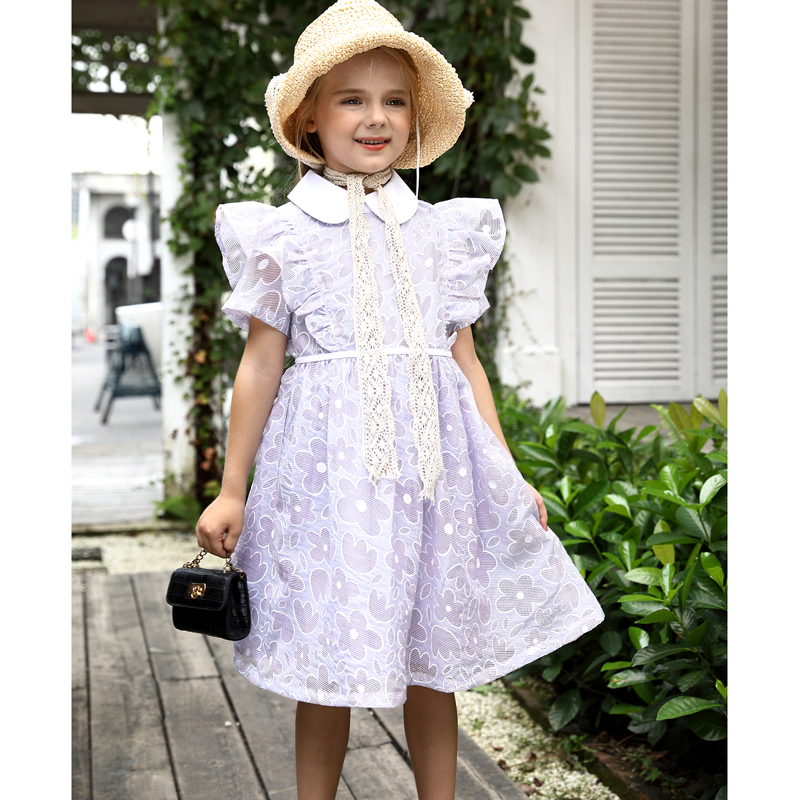Summer Lilac Girl Dresses For Girls Kids Cotton Dress