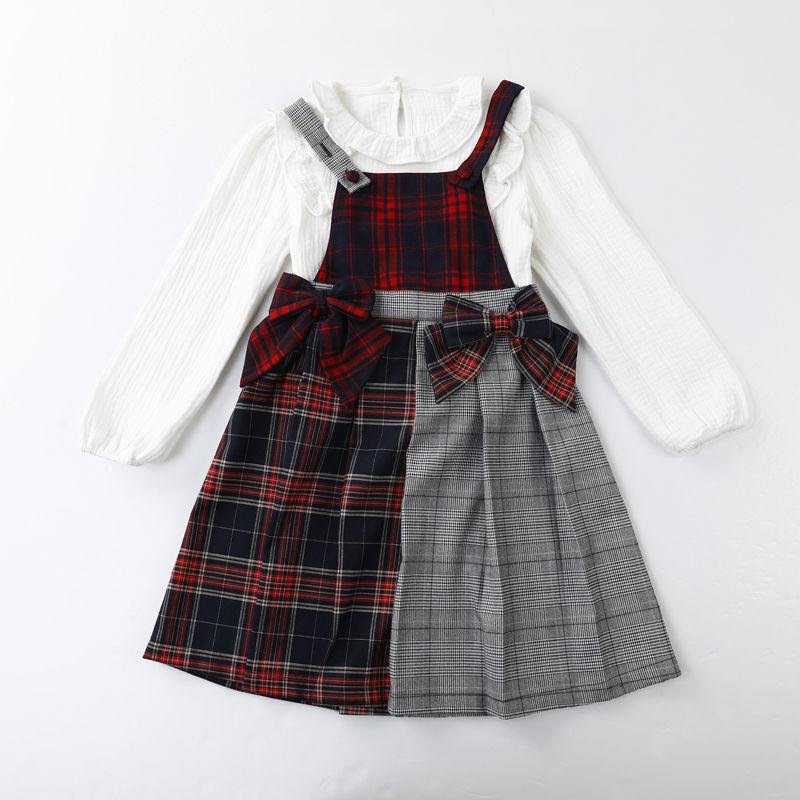 Custom Children School Uniform Dress Fall Season Plaid Girls Dress