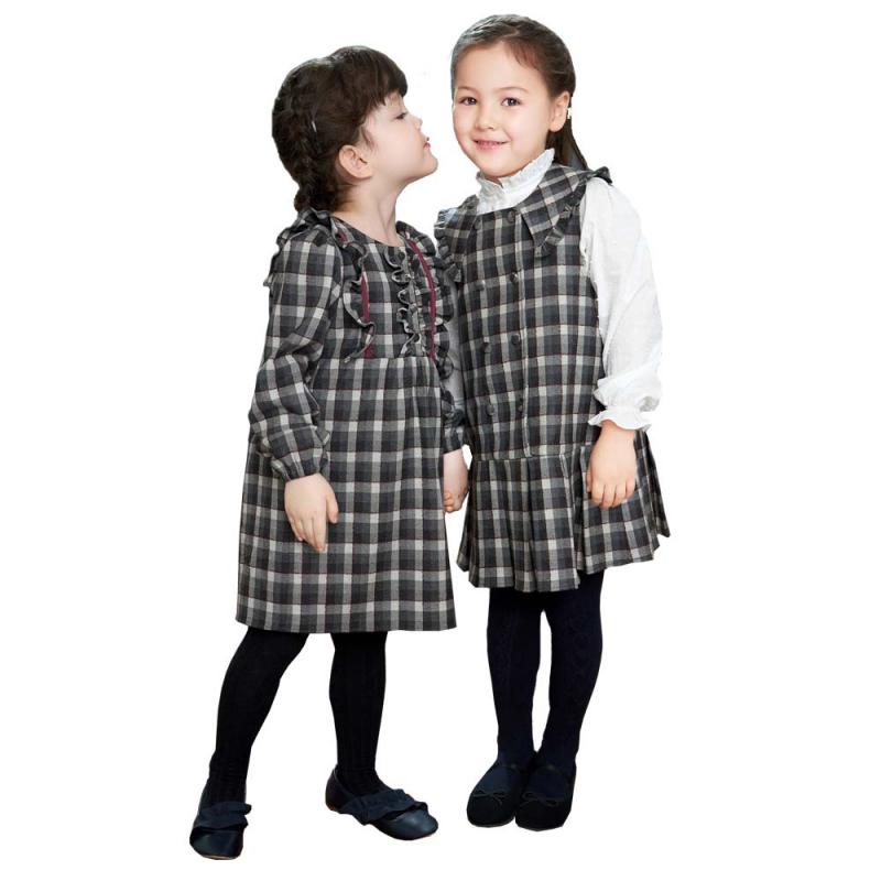 Casual Girls Dress Plaid Cotton Girl Dress For Summer