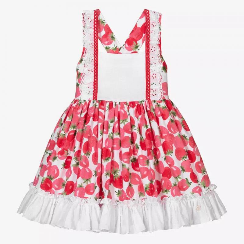 Summer Whole Printing Girls Dress With Shoulder Stripes