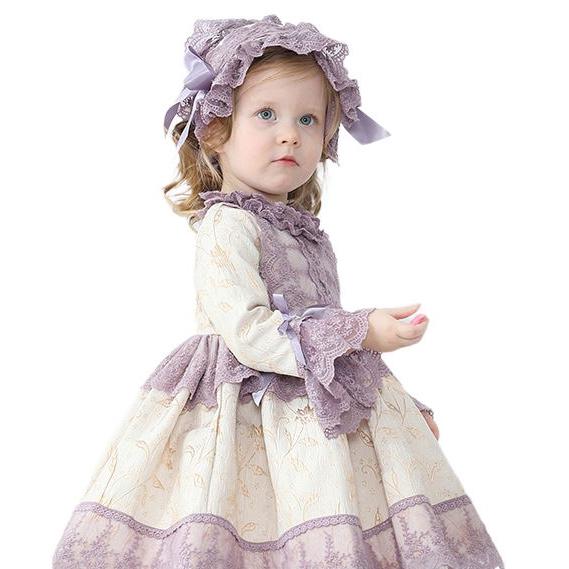 Custom Purple Clothing European Vintage Wholesale Noble Style Girls Dresses