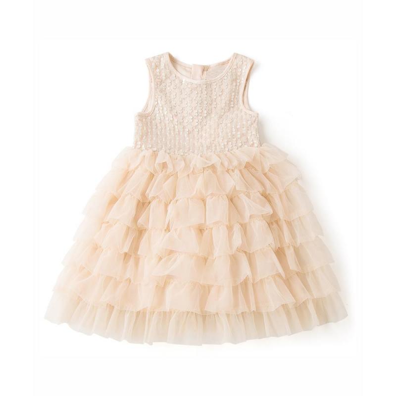 Summer Baby Girls Layers Pleat Tutu Dress With Appliques