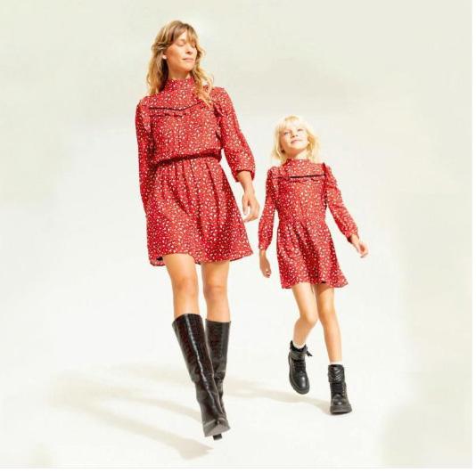Family Matching Outfits Mommy And Me Floral Printing Dresses