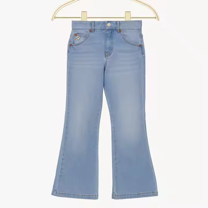 Custom Basic Style Kids Jeans for Girls Soft Cotton Denim Pants Washed Look