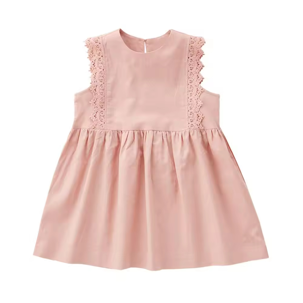 Fancy Short-Sleeved Chiffon Dresses for Baby Girl 100% Cotton Eco-Friendly ODM Kid Clothes for 6-9 Years
