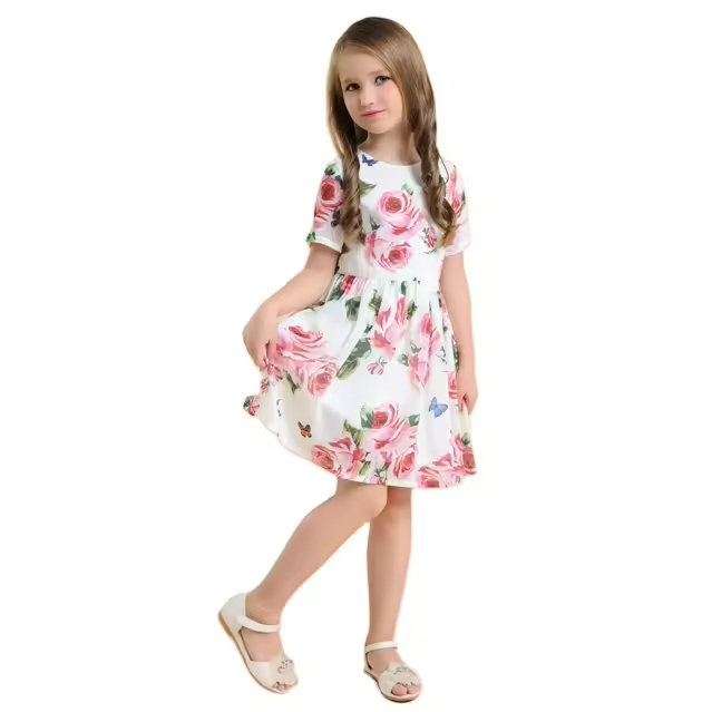 Customized Your Own Brand Designs Wholesale Flower Girl Dresses With Floral Printing