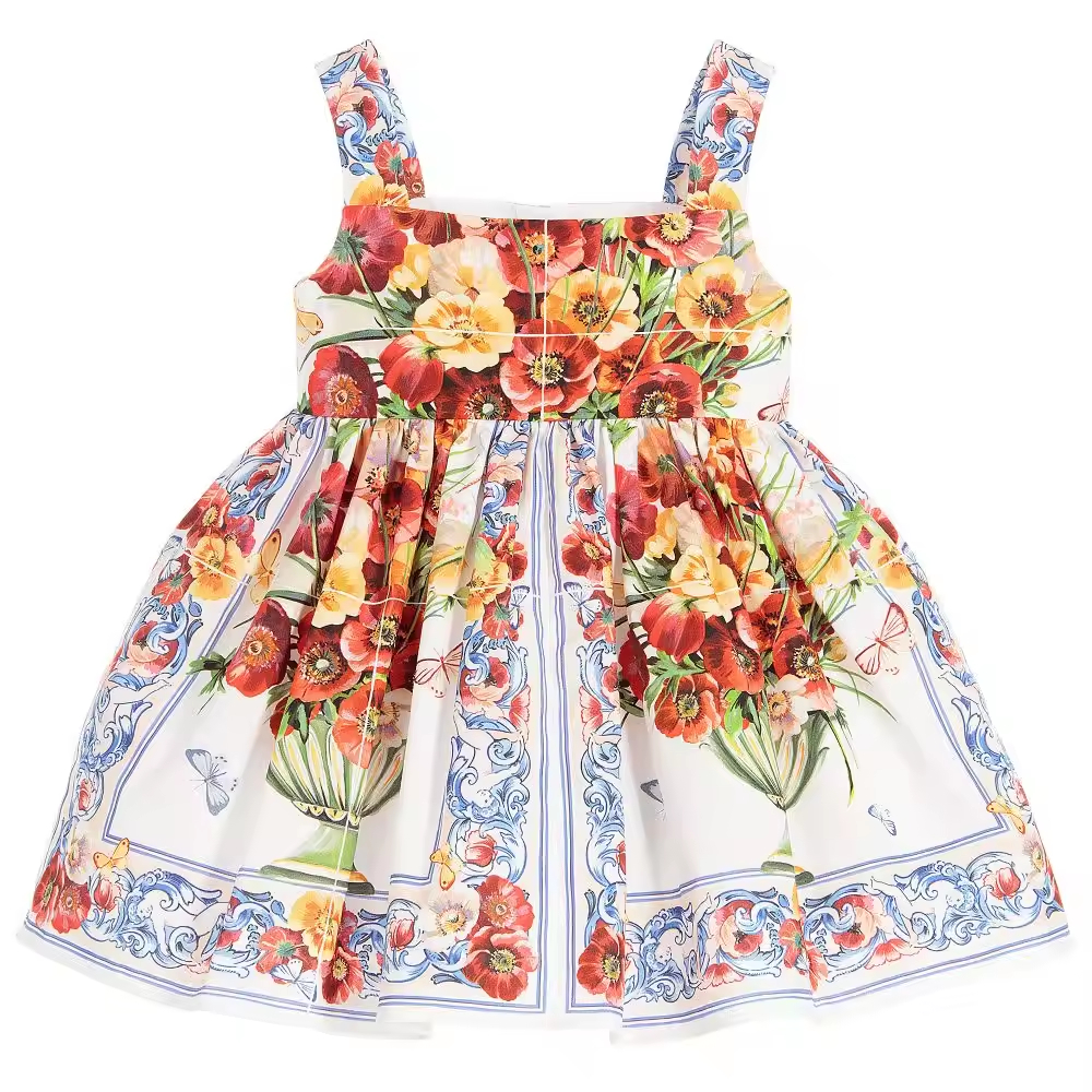 Custom Made Kids Clothes Children Summer Embroidery National Girl Dress