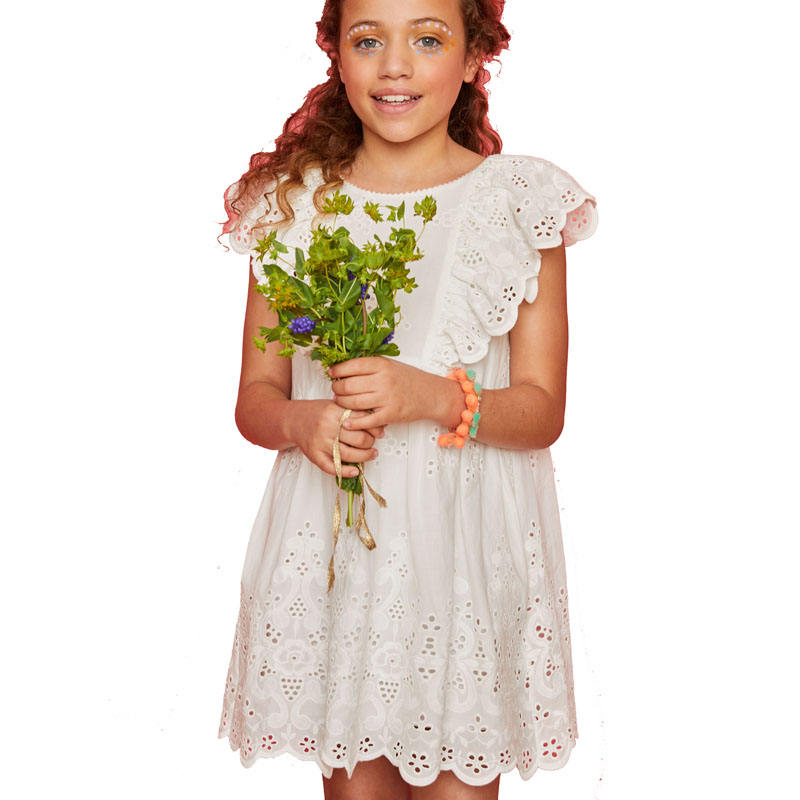 girls flower white dress